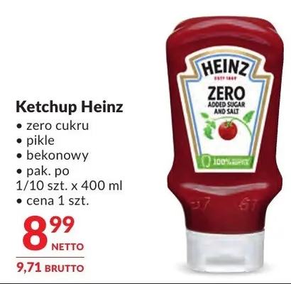 Ketchup Heinz zero cukru pikle bekonowy promocja w Makro