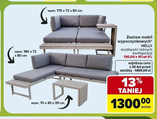 Zestaw mebli wypoczynkowych Nelly promocja w Carrefour