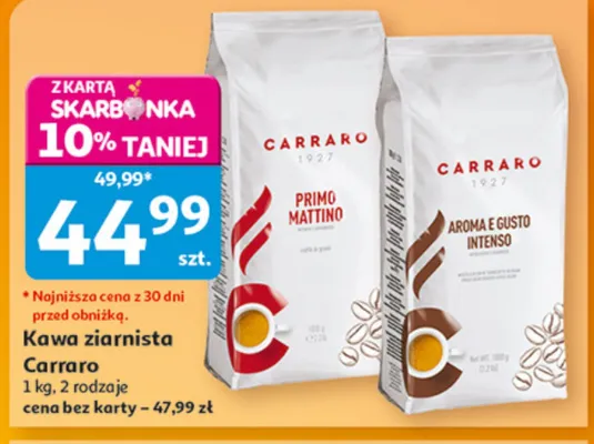 Kawa ziarnista Carraro Primo Mattino promocja w Auchan