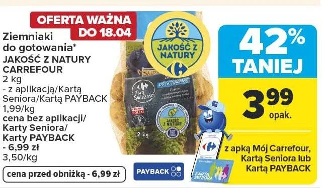 Ziemniaki do gotowania jakość z natury Carrefour promocja w Carrefour Market