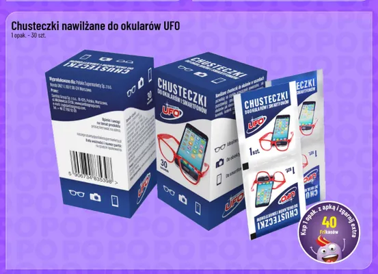 Chusteczki nawilżane do okularów UFO promocja w POLOmarket