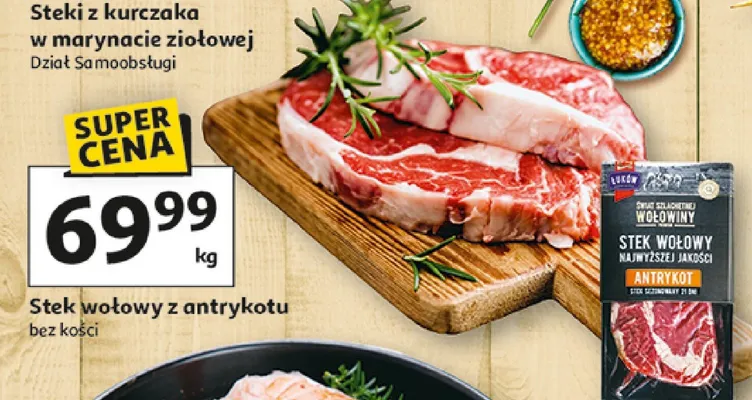 Stek wołowy z antrykotu bez kości promocja w Auchan