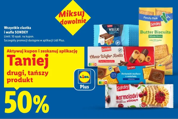 Ciastka i wafle  wszystkie rodzaje promocja w Lidl