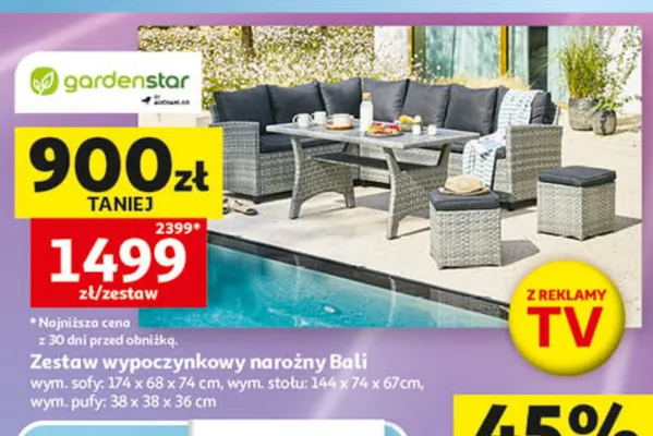 Zestaw wypoczynkowy narożny Bali promocja w Auchan