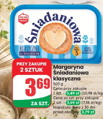 Margaryna Śniadaniowa klasyczna promocja w Dino