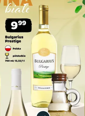 Wino białe Bulgarius Prestige półsłodkie promocja w Netto