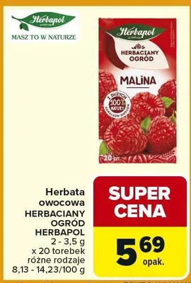 Herbatka owocowa malina Zaczarowany ogród promocja w Carrefour