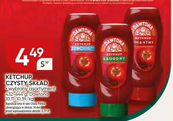 Ketchup czysty skład Dawtona promocja w Chata Polska