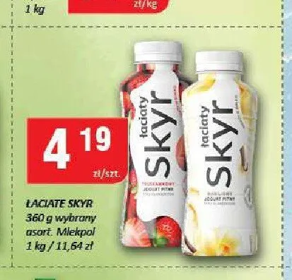 Jogurt Skyr do picia Łaciate brzoskwinia promocja w Chorten