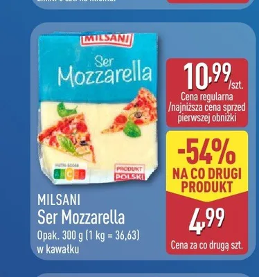 Ser Mozzarella w kawałku Milsani promocja w Aldi