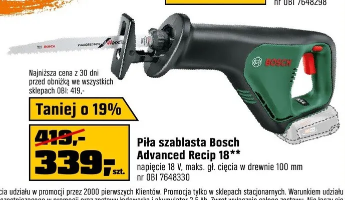 Piła szablasta Bosch Advanced Recip promocja w OBI