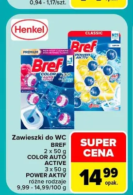 Zawieszki do WC Bref Power Aktiv 3-pak promocja w Carrefour