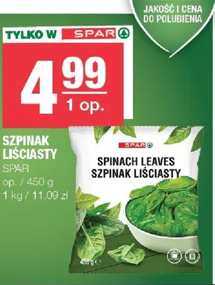Szpinak liściasty spar promocja w SPAR