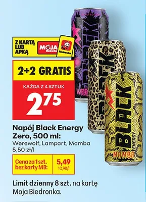 Napój energetyczny Black Energy Zero Mamba promocja w Biedronka