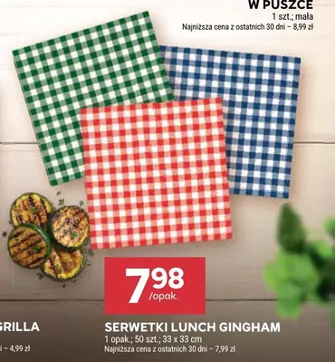 Serwetki lunch Gingham 33x33cm promocja w Stokrotka