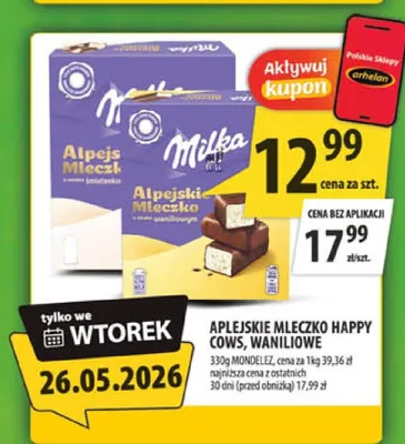 Alpejskie Mleczko Milka promocja w Arhelan