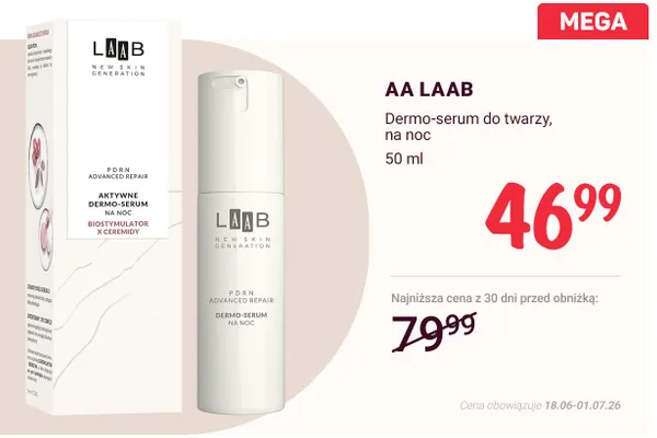 Dermo-serum do twarzy na noc AA LAAB promocja w Rossmann