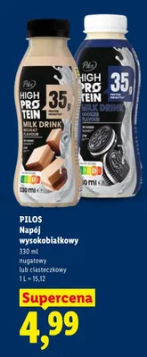Napój wysokobiałkowy Pilos High Protein Milk Drink ciasteczkowy promocja w Lidl