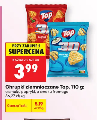 Chrupki ziemniaczane o smaku papryki Top promocja w Biedronka