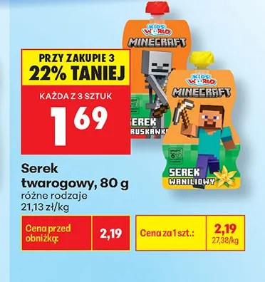 Serek twarogowy Kids World Minecraft promocja w Biedronka