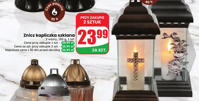 Znicz kapliczka szklana promocja w Dino