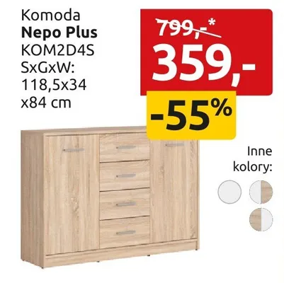Komoda Nopo Plus KOM2D4S promocja w Black Red White