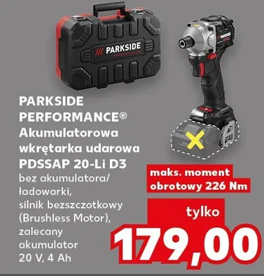 Akumulatorowa wkrętarka udarowa PDSSA 20 LI D3 Parkside Performance promocja w Kaufland