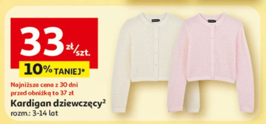 Kardigan dziewczęcy promocja w Auchan
