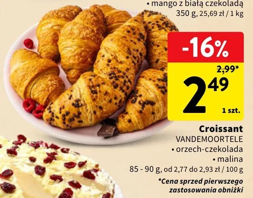Croissant Vandemoortele orzech-czekolada promocja w Intermarche