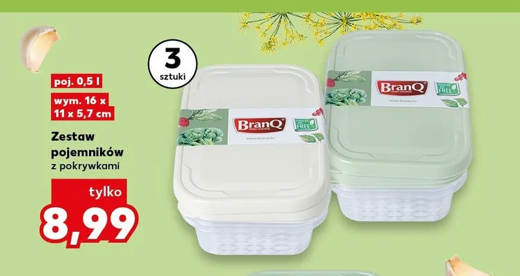 Zestaw pojemników z pokrywkami BranQ 3-pak 0,5 l promocja w Kaufland
