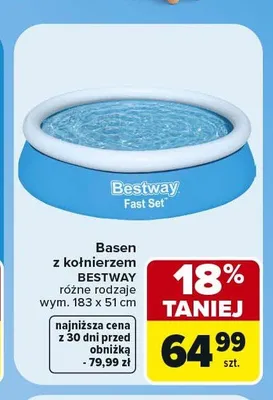 Basen z kołnierzem Bestway Fast Set promocja w Carrefour