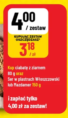 Zestaw ciabatta z ziarnem + ser w plastrach Mazdamer Włoszczowa promocja w POLOmarket