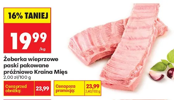 Żeberka wieprzowe paski pakowane próżniowo promocja w Biedronka