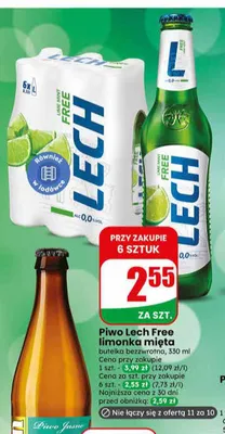 Piwo bezalkoholowe Lech Free limonka mięta promocja w Dino
