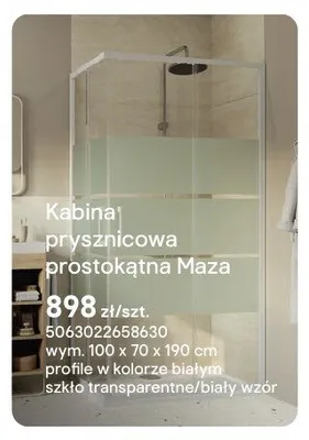 Kabina prysznicowa prostokątna Maza promocja w Castorama