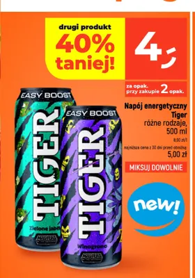 Napój energetyczny Tiger Easy Boost zielone jabłko promocja w Dealz