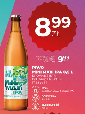 Piwo Pinta Mini Maxi IPA bezalkoholowe Session IPA promocja w Duży Ben