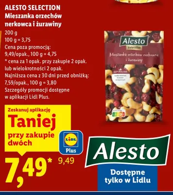 Mieszanka orzechów nerkowca i żurawiny promocja w Lidl
