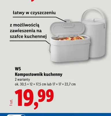 Kompostownik kuchenny 17x17x22,7 cm W5 promocja w Lidl