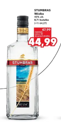 Wódka Stumbras 40% alk. promocja w Kaufland