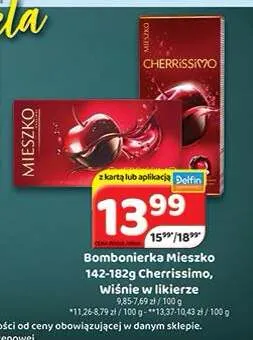 Bombonierka Mieszko Cherrissimo Wiśnie w likierze promocja w Delfin