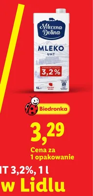 Mleko UHT 3,2% Mleczna Dolina promocja w Lidl