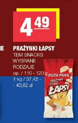 Prażynki solone Łapsy TBM Snacks promocja w SPAR
