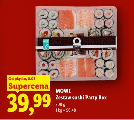 Zestaw sushi Party Box Mowi promocja w Lidl