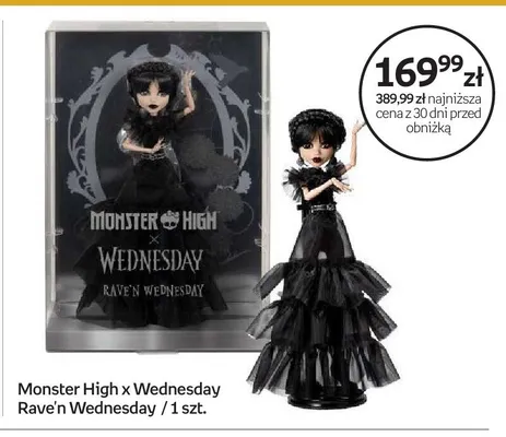 Lalka Monster High x Wednesday Rave'n Wednesday promocja w Empik