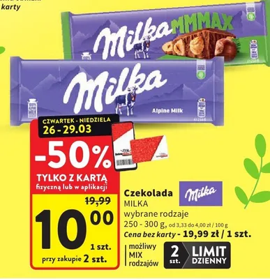 Czekolada Milka wybrane rodzaje MIX promocja w Intermarche
