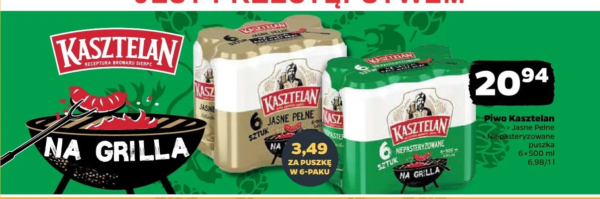 Piwo Kasztelan Jasne Pełne 6-pak 500ml promocja w Netto