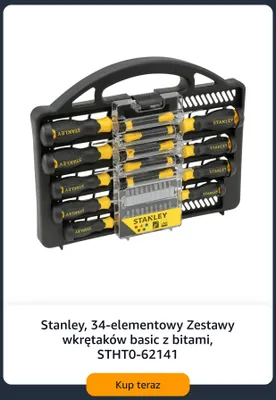 34-elementowy zestaw wkrętaków basic z bitami STHT0-62141 Stanley promocja w Amazon