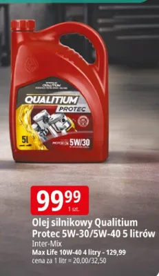 Olej silnikowy Qualitium Protec 5W-30/5W-40 promocja w Leclerc