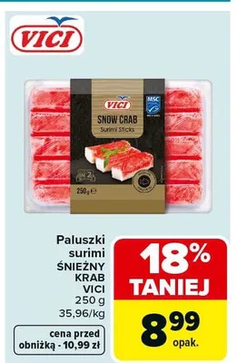Paluszki surimi śnieżny krab promocja w Carrefour